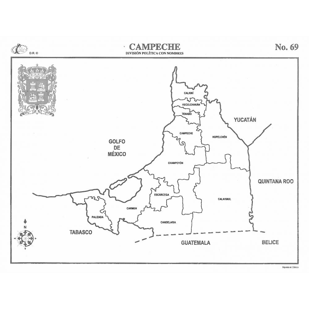 Mapa Estado De Campeche Carta C Div C Nom B Papeleria Wiki