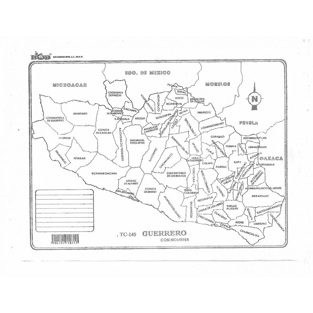 Mapa Estado De Guerrero Carta C Div C Nom B Papeleria Wiki