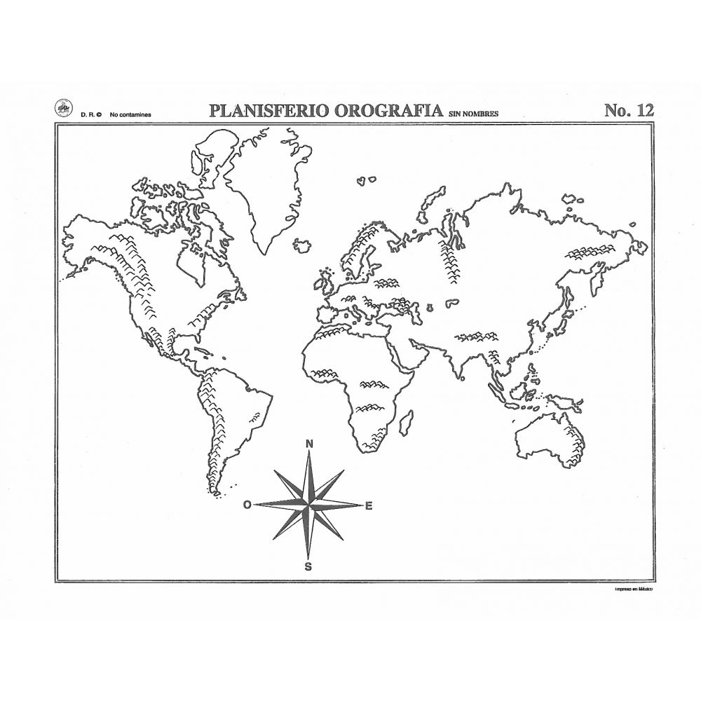 Mapa Planisferio Orografia Carta S Nom B Papeleria Wiki