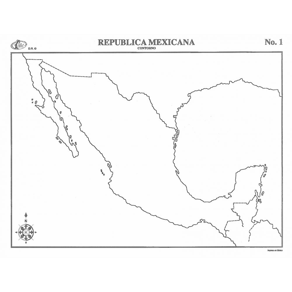 Mapa Republica Mexicana Contorno Carta B40 Papeleria Wiki