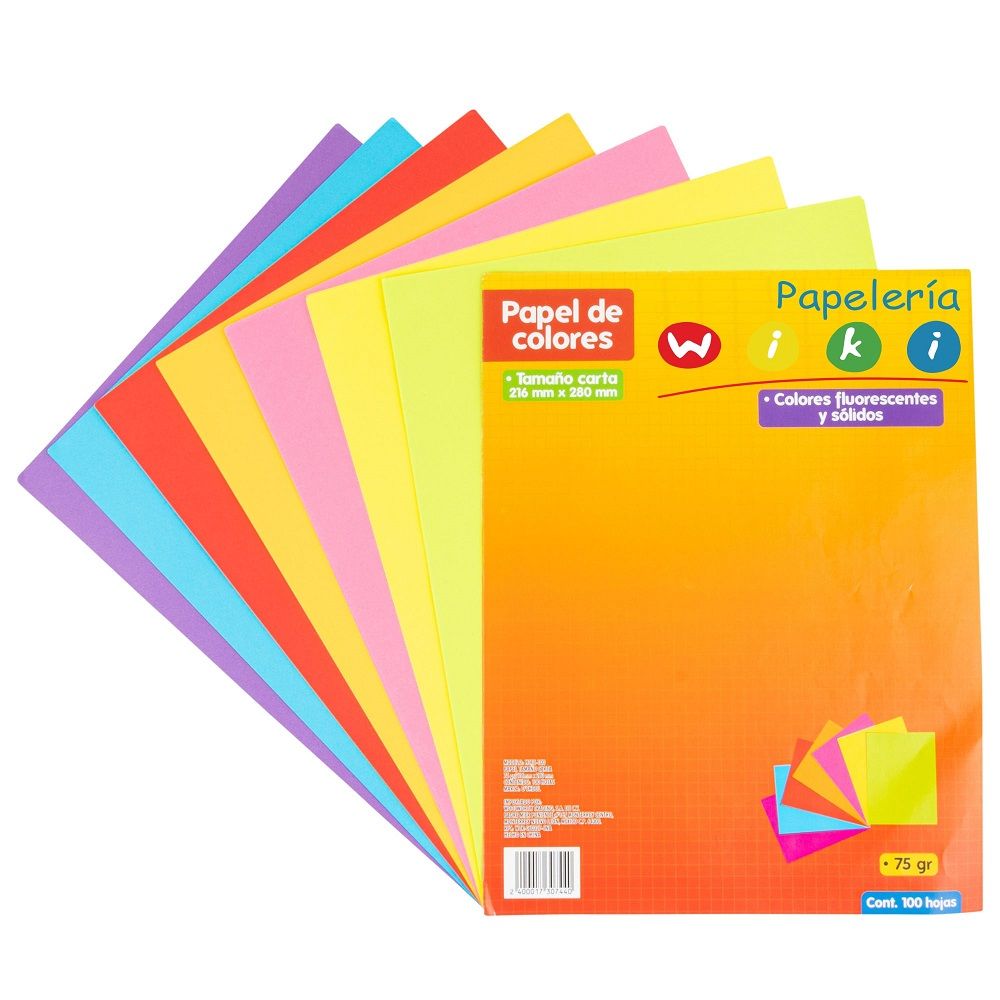 Hojas De Color Paquete Con 100 Hojas 5 Tonos Tamaño Carta Papeleria Wiki 0923